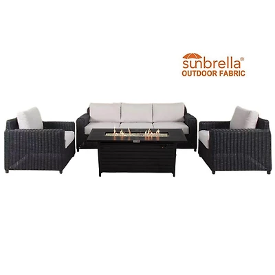 Deer Ridge 4-Piece Conversation Set with Rectangular Fire Table