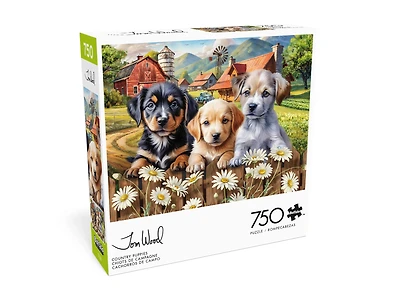 Buffalo Games Country Puppies 750-Piece Interlocking Jigsaw Puzzle for Adults Ages 14-99 Years