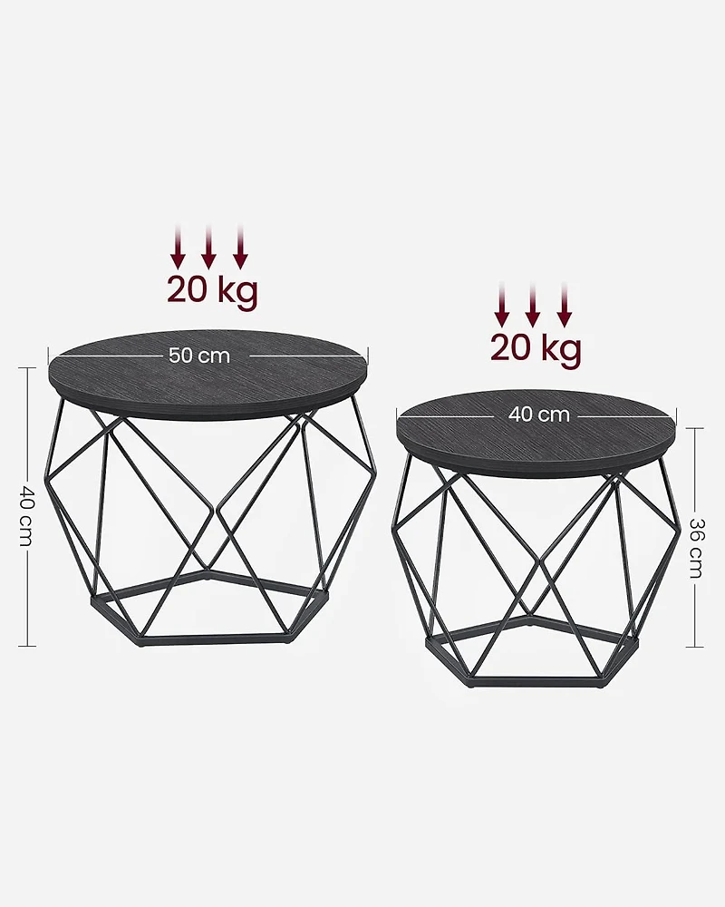 Boutique Home Tables d'appoint rondes au design géométrique moderne, ensemble de 2 tables d'appoint