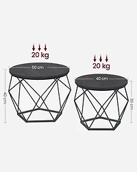 Boutique Home Tables d'appoint rondes au design géométrique moderne, ensemble de 2 tables d'appoint