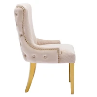 Chaise de salle à manger canadienne en velours beige Liza
