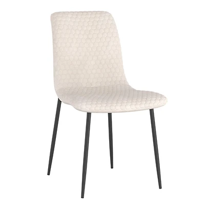 Contemporary Fabric and Metal Dining Chair, Set of 2 - Beige and Black