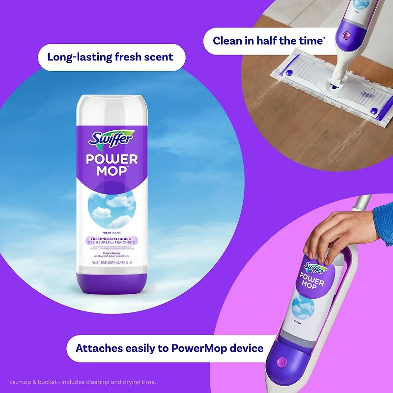 Solution nettoyante pour planchers Swiffer PowerMop, parfum Frais 1,5L