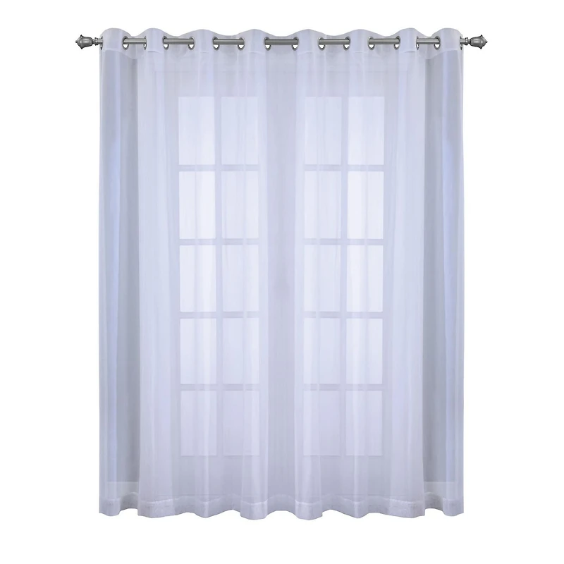 Cote, panneau de rideau faux lin diaphane à grande largeur à oeillets 112" x 84", blanc