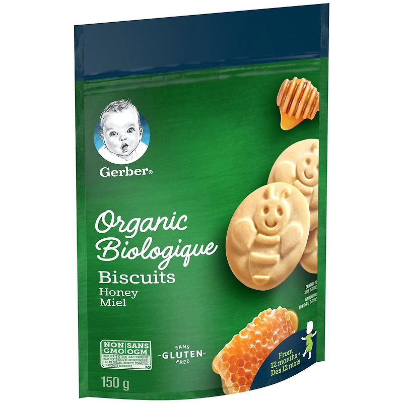 GERBER® Organic Biscuits, Honey Flavour Toddler Snack, 150 g