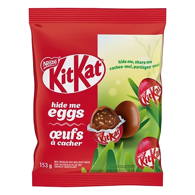Œufs à cacher, œufs miniatures en chocolat au lait remplis de gaufrette croustillante KITKAT emblématique, parfaits pour chasses aux œufs et paniers de Pâques, emballés individuellement