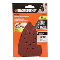 BLACK+DECKER BDAMX-5 Assortiment De Papier Abrasif Mouse, paquet 5 B+D PAPIER ABRASIF MOUSE,  5 P