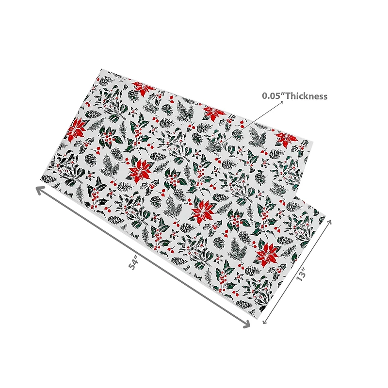 Cotton Table Runner (54") (Mistletoe Poinsettia) - Set of 2