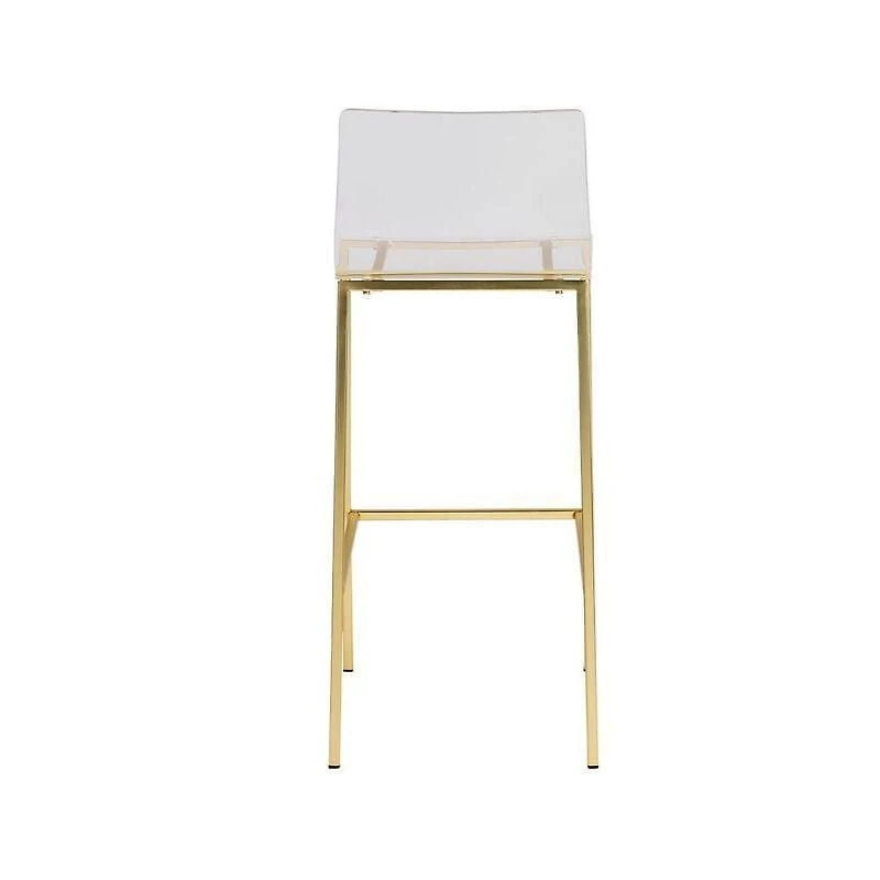 Modern bar stool clear finish  With Golden Legs, Counter 26"H, Stool Chair ideal for Kitchen Island Counter.