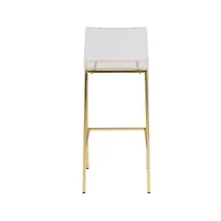 Modern bar stool clear finish  With Golden Legs, Counter 26"H, Stool Chair ideal for Kitchen Island Counter.