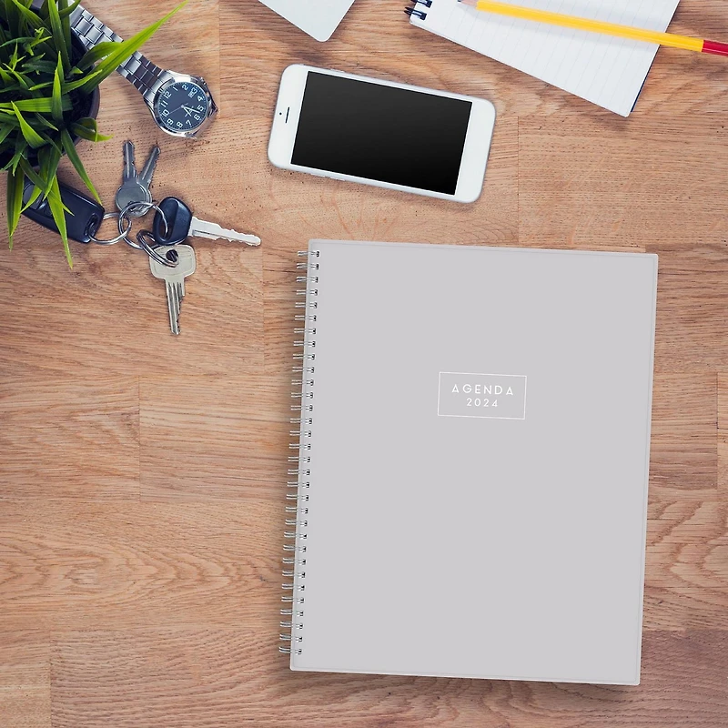 Agenda hebdomadaire/mensuel 2024, 8,5 po x 11 po, Blue Sky, Gris