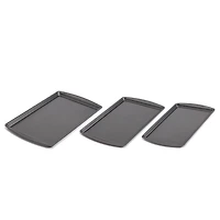 Mainstays 3PC Ensemble de Cookies Antiadhésives, 11,2" x 17,2", 10,2" x 15,2", 9,2" x 13,2", Gris MS 3PC Ensemble de Cookies Antiadhésives