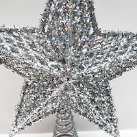 Holiday Time Sommet d'arbre de Noël en fil métallique étoile argentée pailletée SLV STAR TREE TOPPER - FRENCH