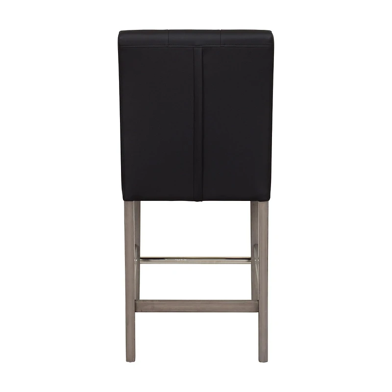 Tabouret de bar d'intérieur rembourré en similicuir Leila de CorLiving avec dossier haut, noir