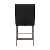 Tabouret de bar d'intérieur rembourré en similicuir Leila de CorLiving avec dossier haut, noir