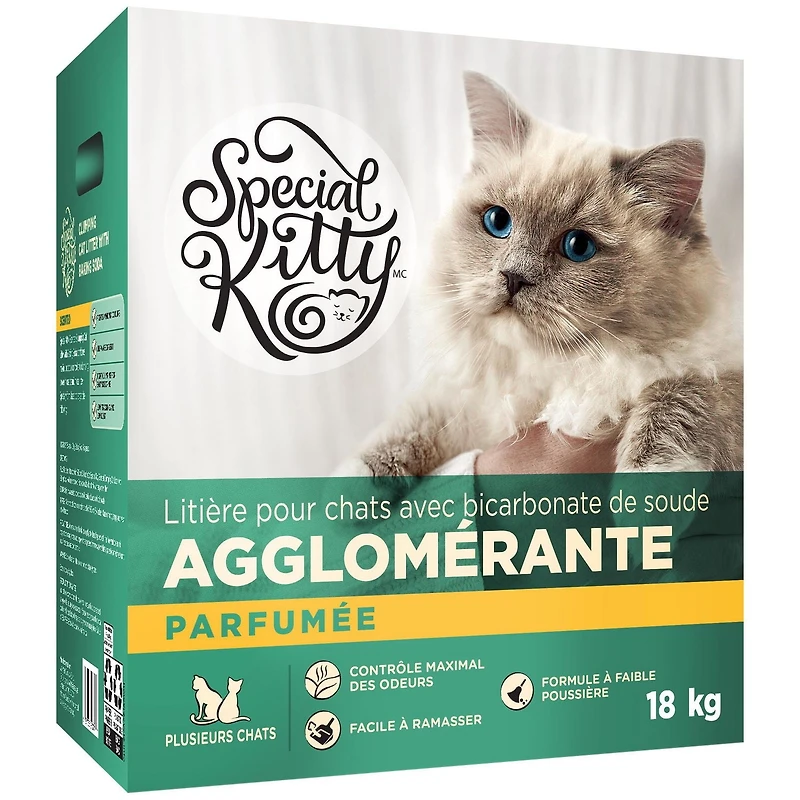 Litière pour chats avec bicarbonate de soude agglomérante parfumée Special Kitty 18 kg