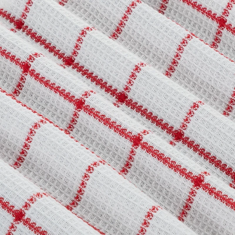 Fabstyles Cotton Solo Waffle Weave Kitchen Towels, Extra Large Dish Cloths, Super Absorbent and Quick Dry Tea Towels with Hanging Loop, 18x28 Inches, Set of 4