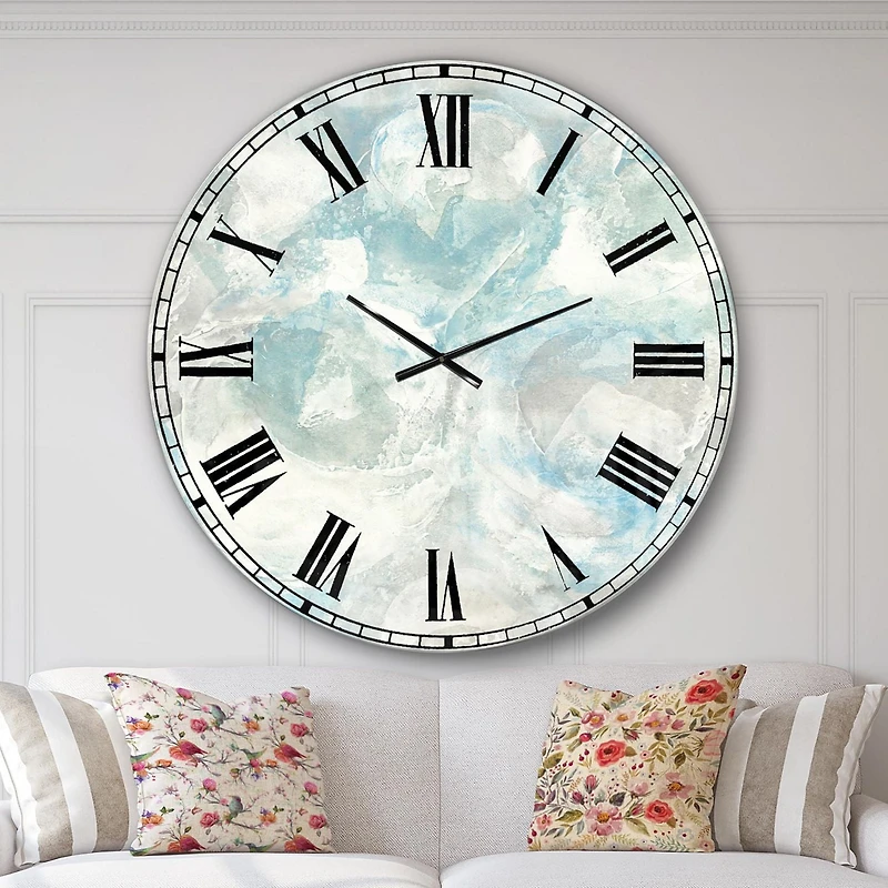 Designart 'Pale Blue Shade III' Coastal wall clock