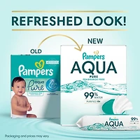 Lingettes pour bébés Pampers Aqua Pure Sensitive, 99 % d’eau, hypoallergéniques, non parfumées, 672 lingettes pour bébés au total (12X emballages rabattables)