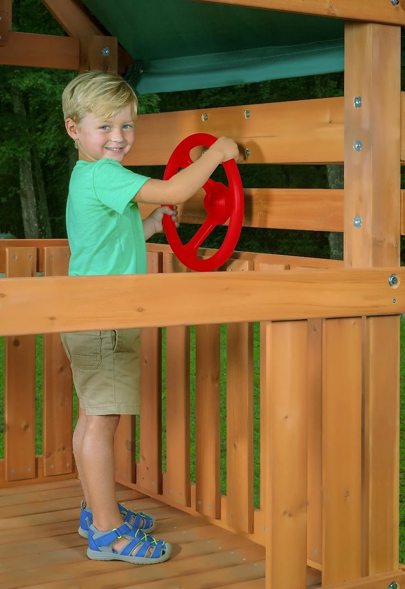 Mountain View Lodge Wooden Playset with Wood Roof - Multi
