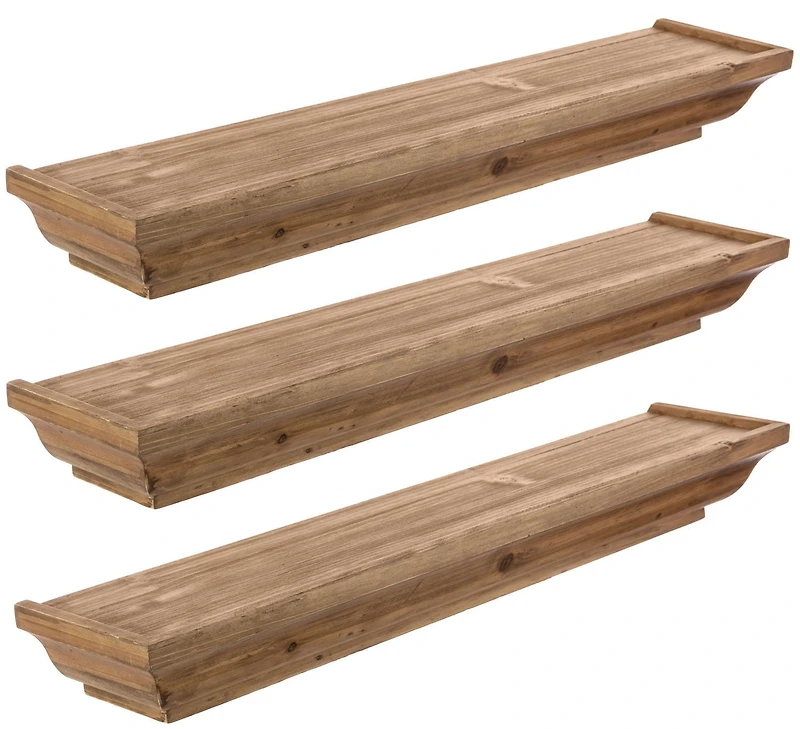 Kiera Grace Muskoka Fitz Wood Shelves - Oak Brown, 24", Set of 3