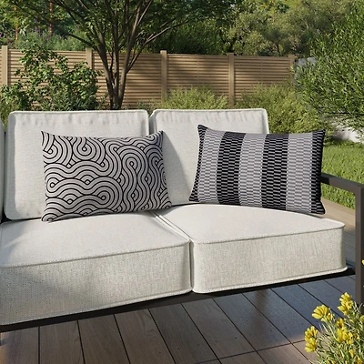 HOMETRENDS Ambient Glow Waves Outdoor Patio Bench Toss Cushion 20 in. x 12 in., Water-repellent, UV-treated