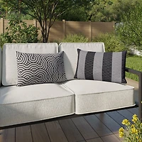 HOMETRENDS Ambient Glow Waves Outdoor Patio Bench Toss Cushion 20 in. x 12 in., Water-repellent, UV-treated