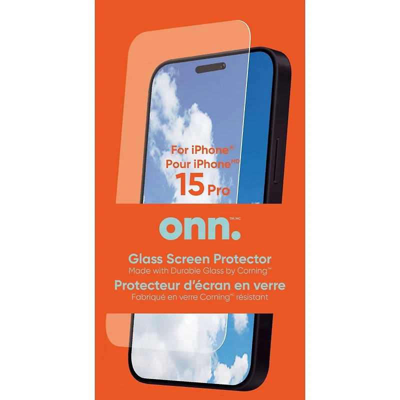Protection d'écran en verre Corning durable pour iPhone 15 Pro Grande clarté et anti-salissures