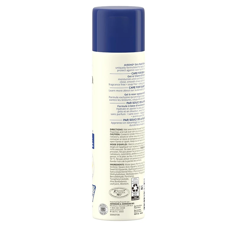 Gel à raser apaisant Aveeno, avec vitamine E et avoine, pour le rasage, testé contre les allergies, sans parfum 198g