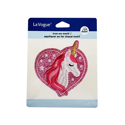 Patch thermocollant Licorne LA VOGUE — 11,4 × 8,9 cm (4,5 × 3,5 po), 1 pièce