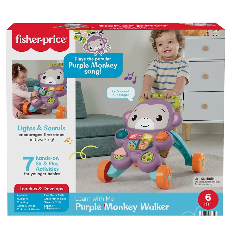 Fisher-Price Trotteur pour bébé Singe Violet Premiers Pas