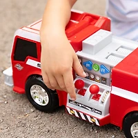 Camion de pompiers 2-en-1 Maxx Action avec commandes joystick, lumières, sons de sirène, déplacement motorisé et échelle pivotante à 360° MAXX ACTION Camion de pompiers