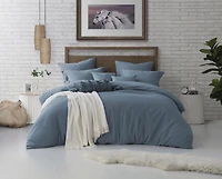 Natural Crinkle Fabric Ultra Soft Solid Duvet Cover Set - Zipper Closure