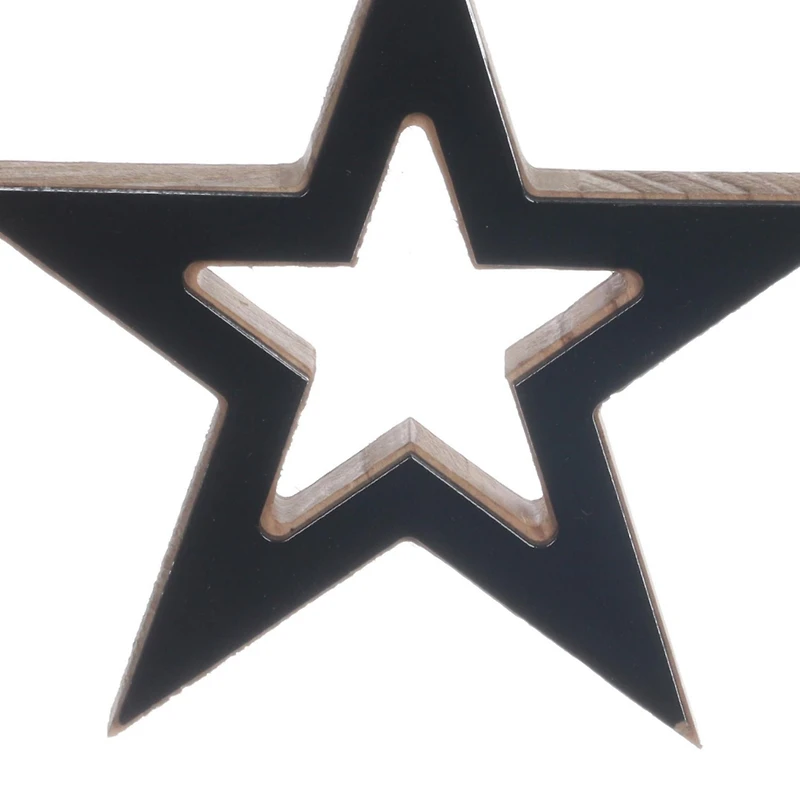 HOLIDAY TIME WOOD BLACK STAR ORNAMENT