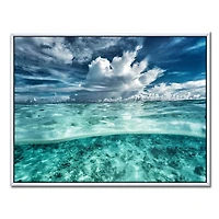 Designart Amazing Underwater Seascape And Clouds FLOAT FRAME WALL ART