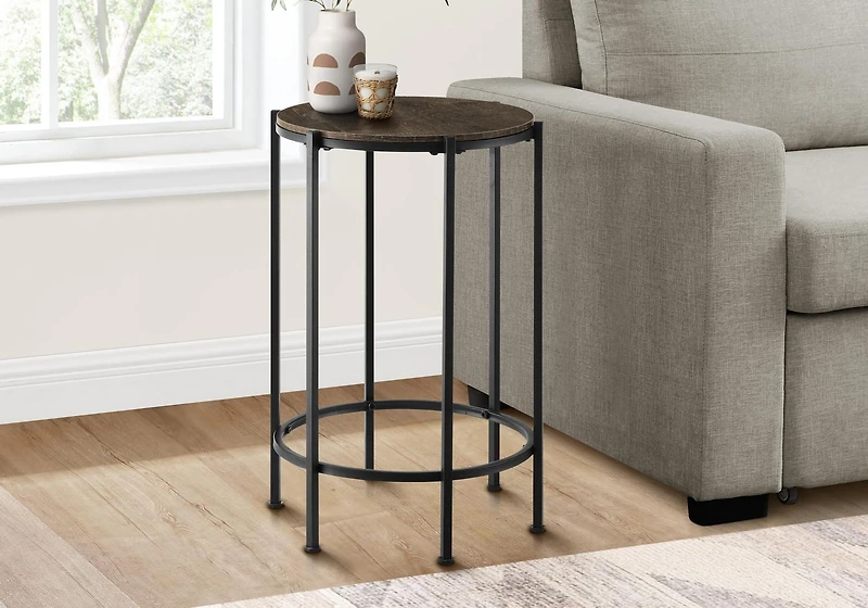 Monarch Specialties Accent Table, 2 Tier, End, Side Table, Nightstand, Bedroom, Narrow, Lamp, Storage Drawer, Brown Veneer, Antique White Veneer