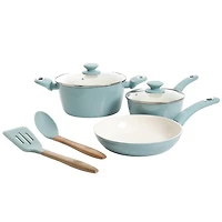 Gibson Plaza CafÃ© 7 Piece Aluminum Cookware Set, Sky with Soft Touch Bakelite Handle