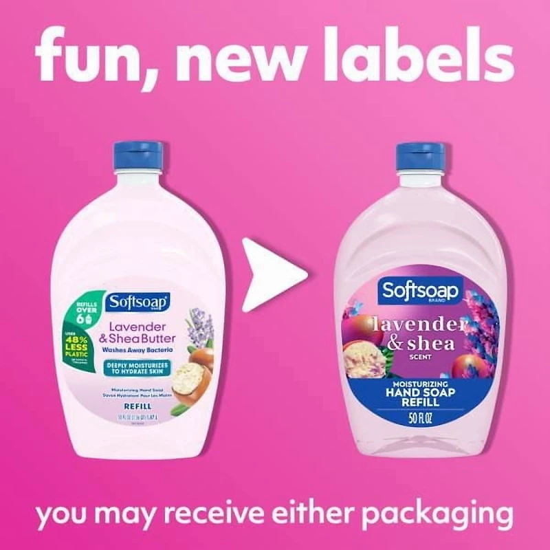 Recharge de savon liquide pour les mains hydratant intense Softsoap Lavender & Shea Butter, 1,47 L Savon liquide pour les mains