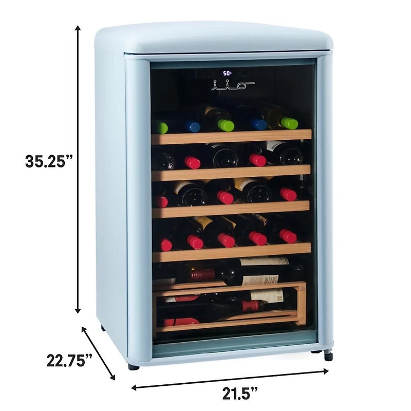 30 Bottle Freestanding Retro Wine Cooler in Wine Red