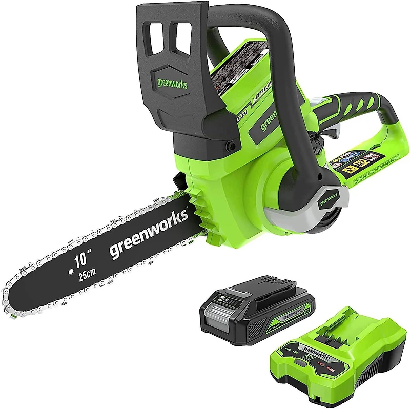 Scie à chaîne sans balai Greenworks, 24 V, 12 po (Outil Seulement)
