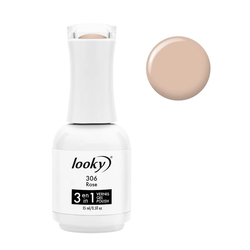 Looky Vernis à Ongles Gel 3-en-1 – Base, Couleur et Finition, 15 ml, Longue Tenue, Catalyse UV/LED, 16+ Teintes 3 etapes dans 1 bouteille