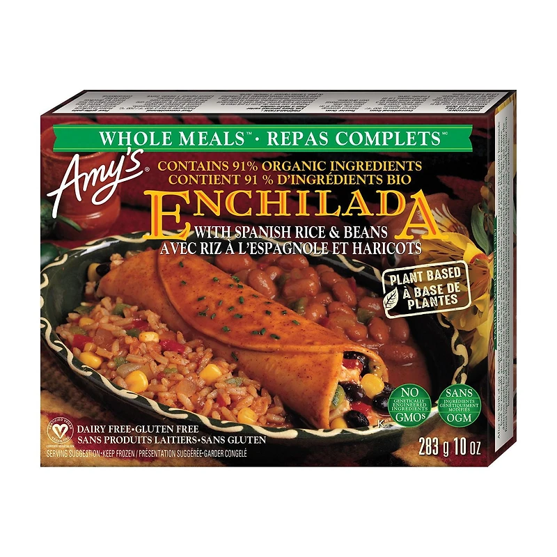 Amy's enchilada fait de riz Espagnol et feves enchilada 284g