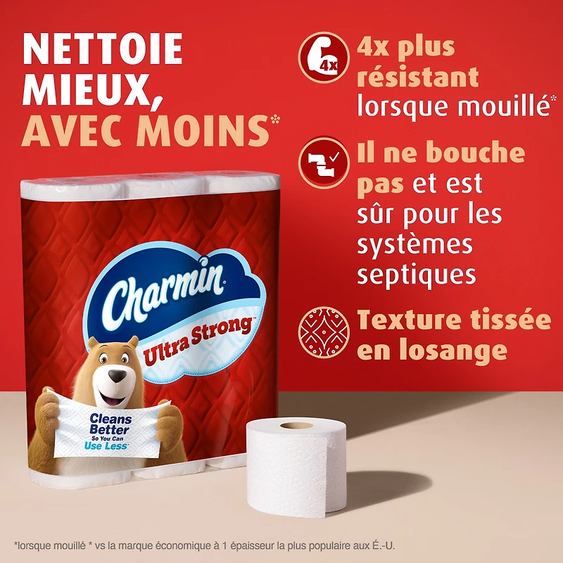 Papier hygiénique Charmin Ultra Résistant, 30 rouleaux triples = 90 rouleaux réguliers, papier hygiénique à 2 épaisseurs 30CT