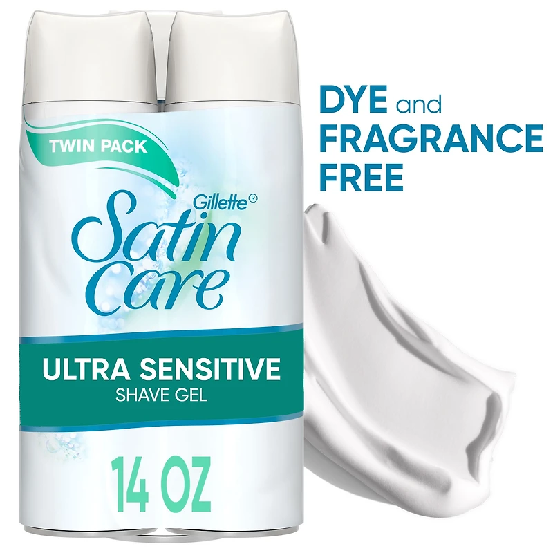 Gillette Satin Care Ultra Sensitive Shave Gel twin pack, 396g