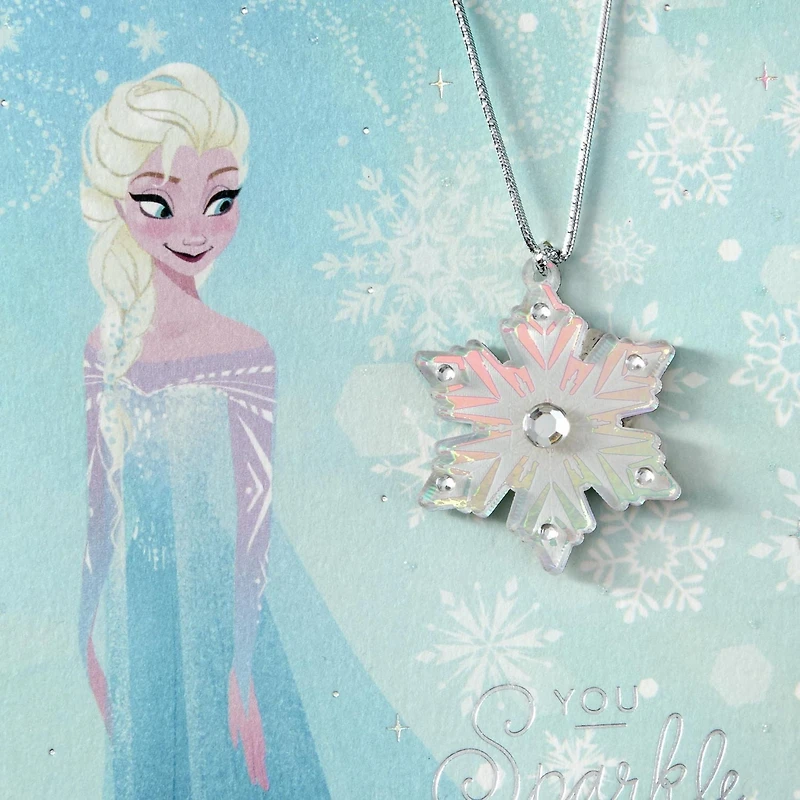 Hallmark Signature Frozen Christmas Card for Kid with Removable Necklace (Sparkle and Shine)
