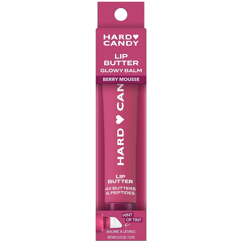 Hard Candy Lip Butter Glowy Balm, Mousse aux baies, teinte transparente aux baies, brillance, hydratation, 15 ml 0.51 ounce