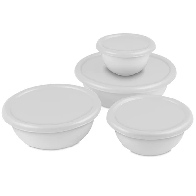 Sterilite 8 Piece Covered White Bowl Set
