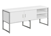 Monarch Specialties Office Credenza, 72"l, Home Office, Work, Storage Doors, Commercial Grade, White Laminate, Silver Metal, Contemporary