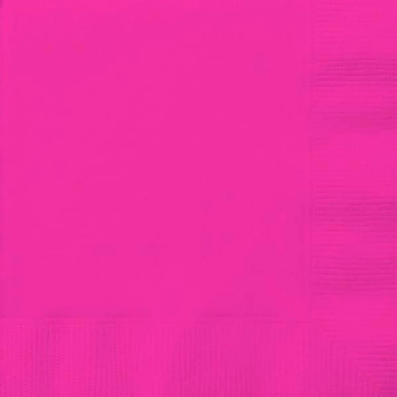 Neon Pink Solid Lunch Napkins, 65ct, Measures 6.5inch x 6.5 inch folded, 2 ply