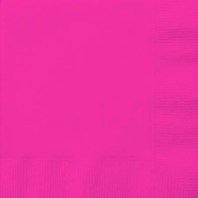 Neon Pink Solid Lunch Napkins, 65ct, Measures 6.5inch x 6.5 inch folded, 2 ply